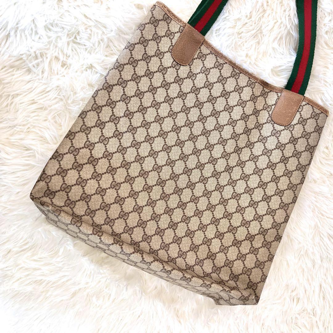 GUCCI オールドグッチ シェリーライン トート バッグ ヴィンテージ紙