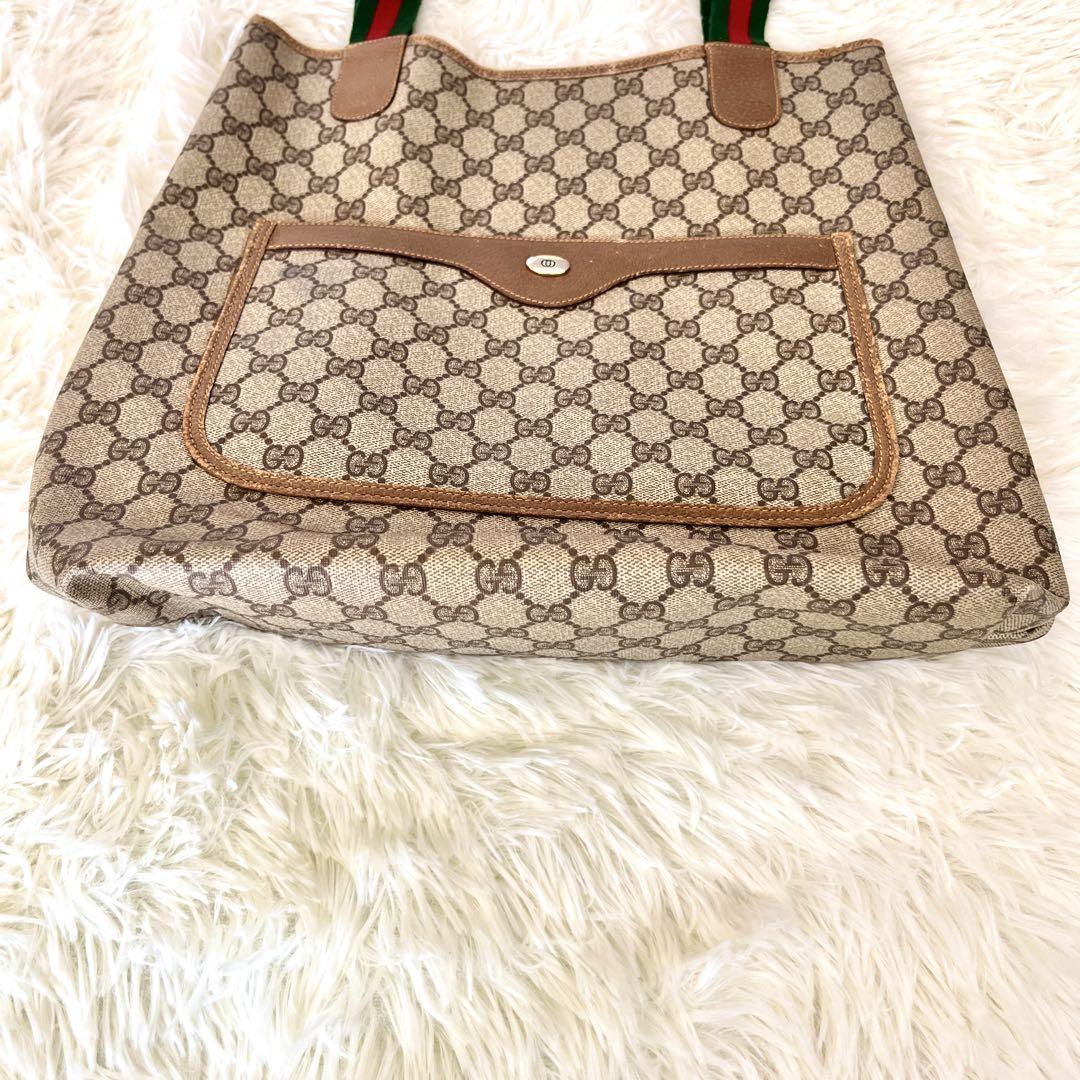 GUCCI オールドグッチ シェリーライン トート バッグ ヴィンテージ紙