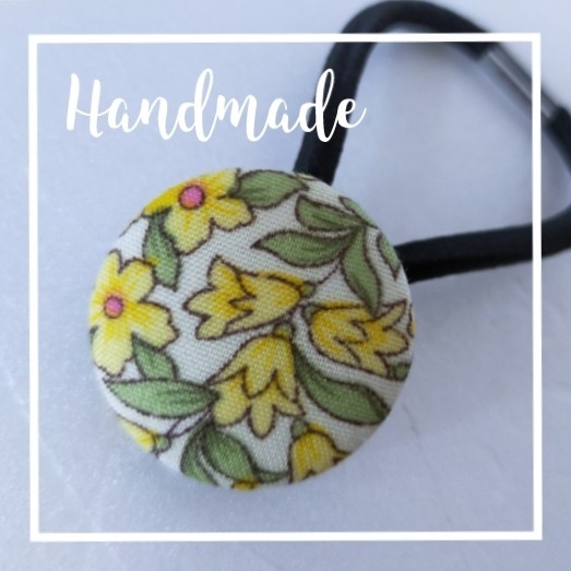 ** hand made ... button hair elastic floral print [A]