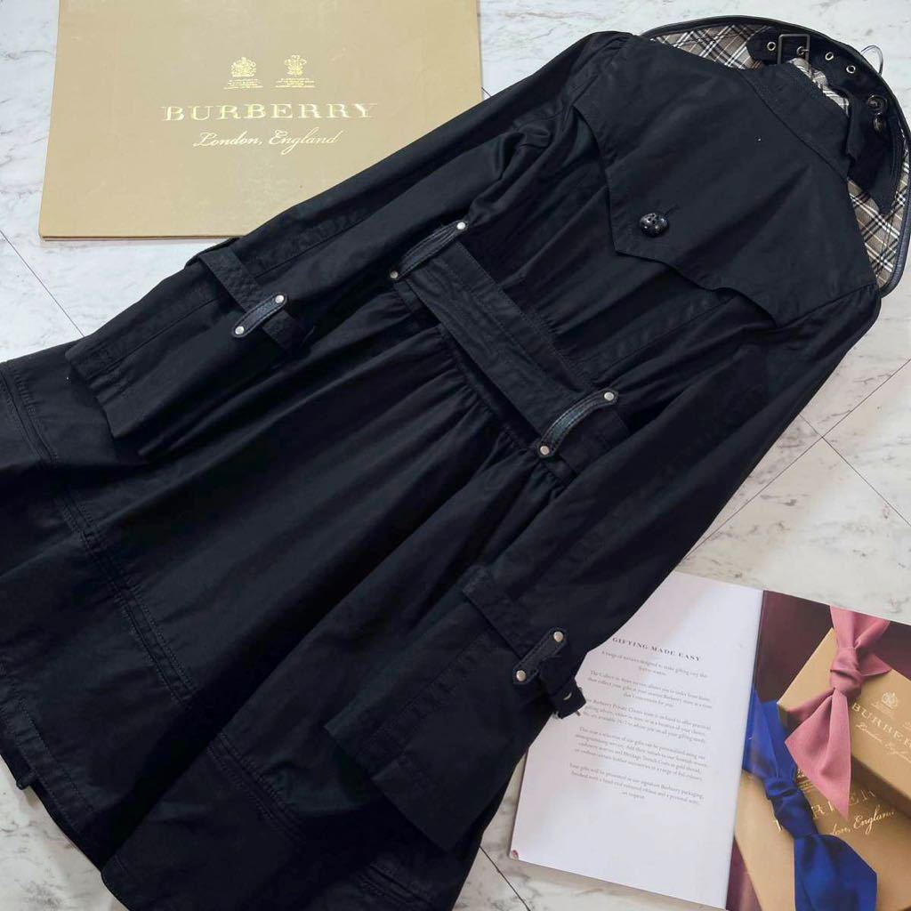 参考価格14万●未使用級BURBERRY 最高モデルBLUE LABEL★トレンチコート★ネックベルト付き●バーバリーコート　レディース 38_画像2