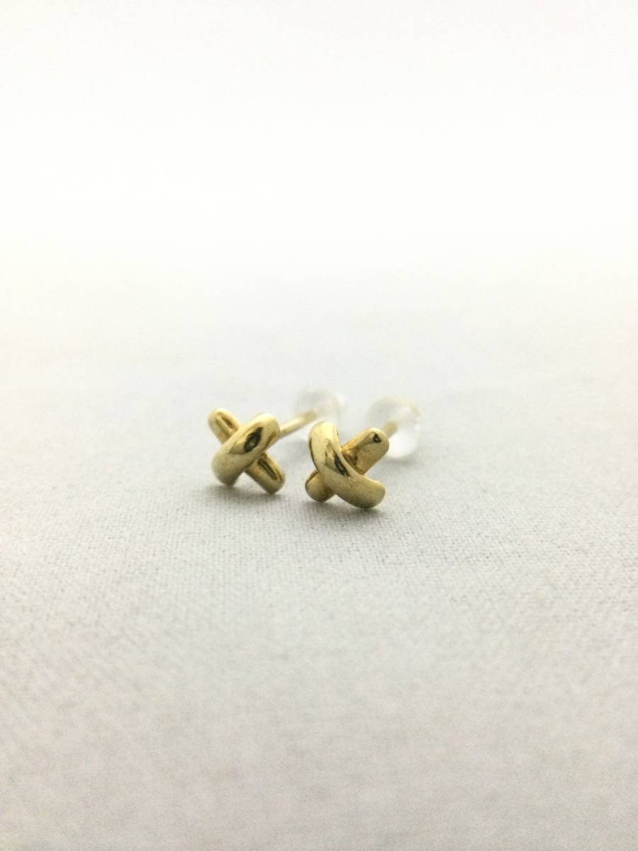 TIFFANY&Co　ティファニー　シグネチャー　クロス　ピアス　キャッチ無し　ゴールド　アクセサリー　750【C816353】_画像3