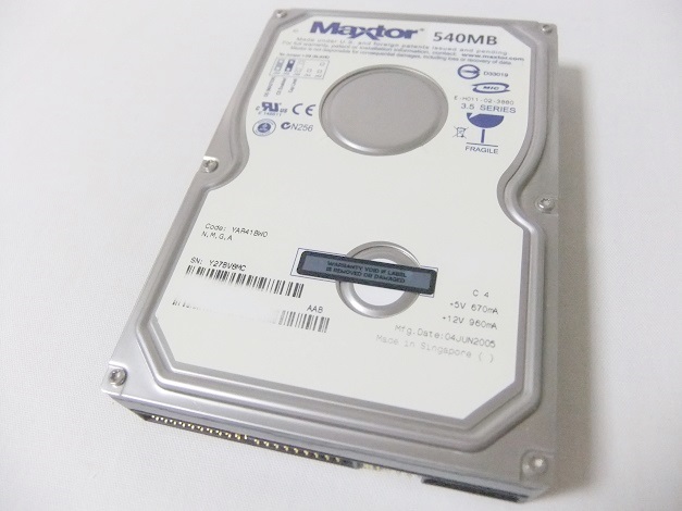 5 希少【保証付】NEC製 PC-98シリーズ用内蔵3.5インチIDE HDD 540MB 信頼の有名メーカー製HDD 保証付 予備やバックアップに 動作確認済_画像1