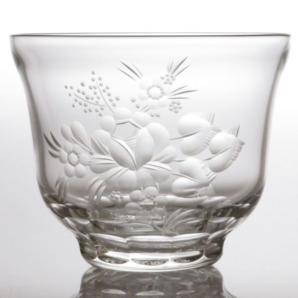 マイセンクリスタル グラス ● フラワー 冷茶 グラス 7cm 花 エングレービング