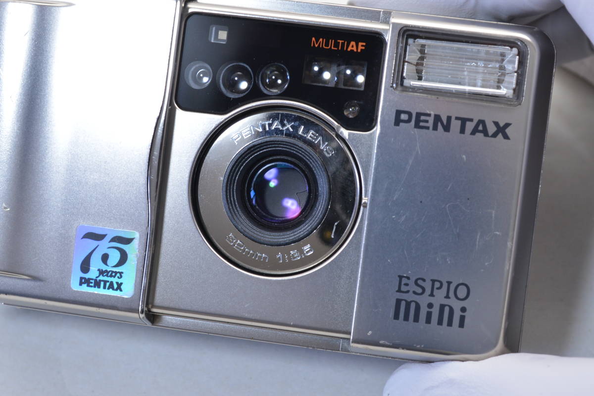 【ecoま】PENTAX ESPIO mini 75 years no.8750289 電池蓋欠品/動作確認済 コンパクトフィルムカメラ_画像6