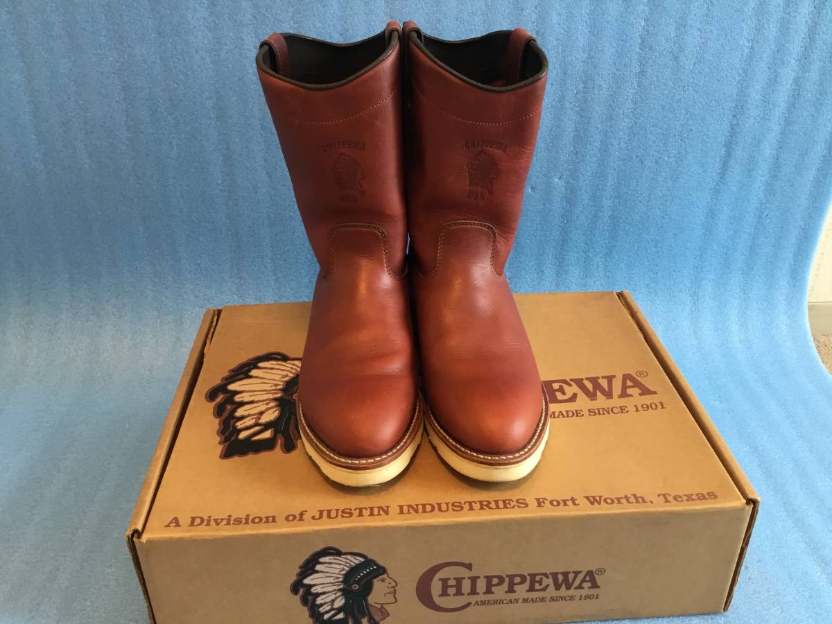 チペワ　CHIPPEWA　ペコスブーツ　赤茶　使用一回の美品　size9EE 97年式　デッドストック　送料負担します_画像1