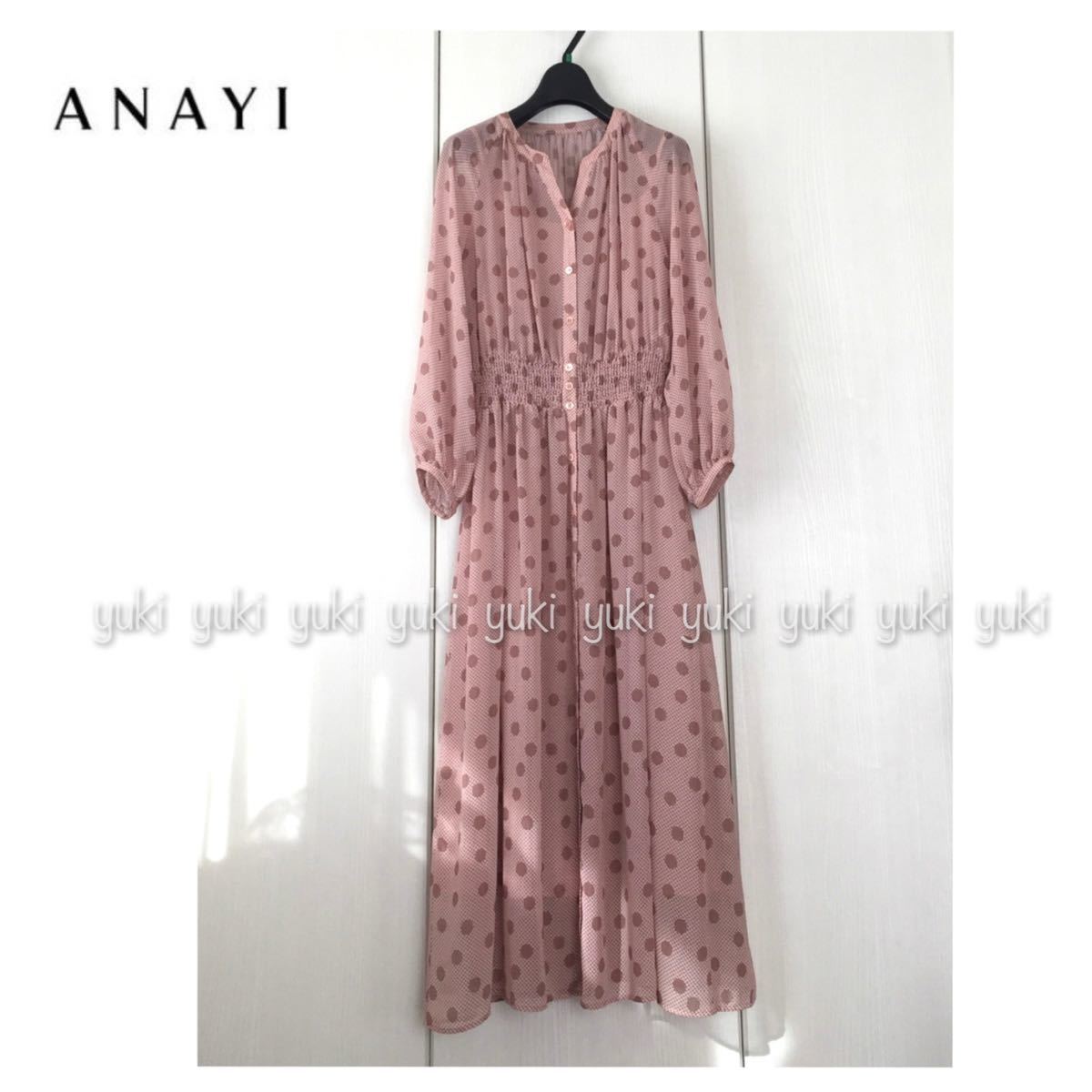 ANAYI ドットシフォン シャーリング ワンピース 38｜PayPayフリマ