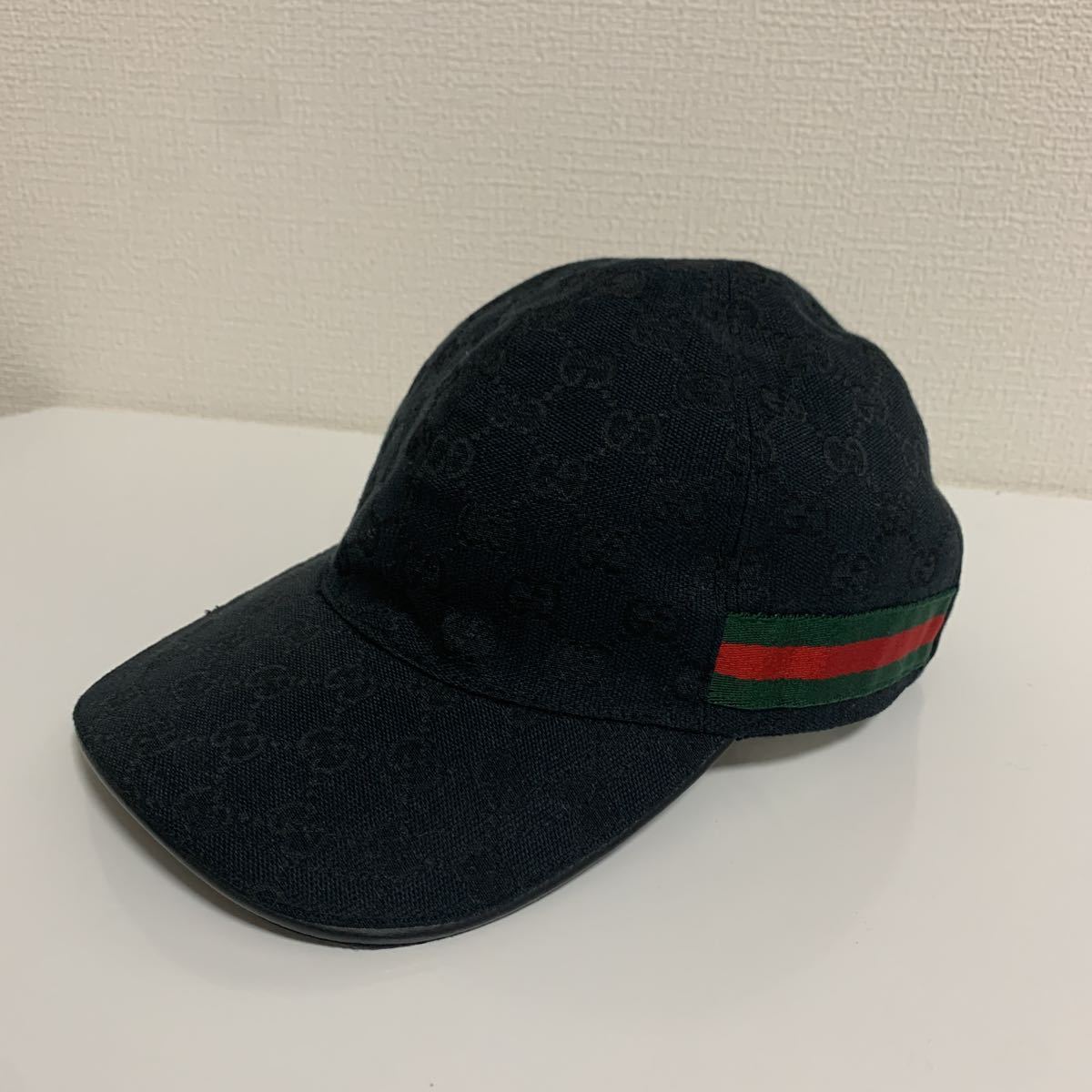 美品 GUCCI グッチ シェリーライン キャンバス ベースボールキャップ