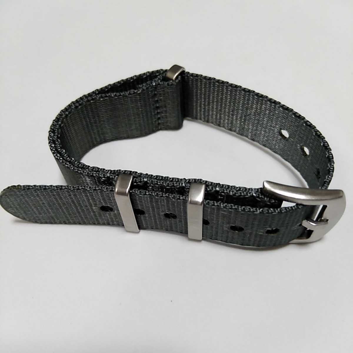 * gray 20mm high quality nylon NATO type ZULU wristwatch belt exchange for strap military unused simple color 