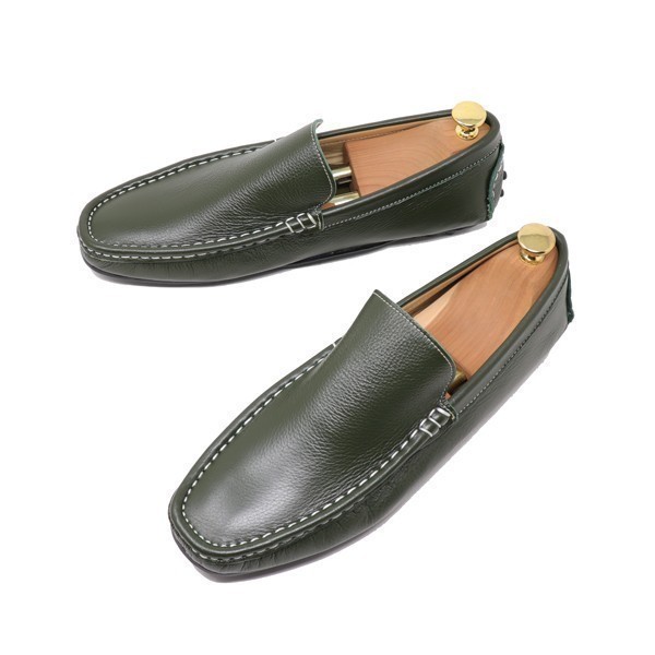 27.5cm мужской натуральная кожа обувь для вождения туфли без застежки Loafer телячья кожа ma Kei производства закон ручная работа зеленый 820