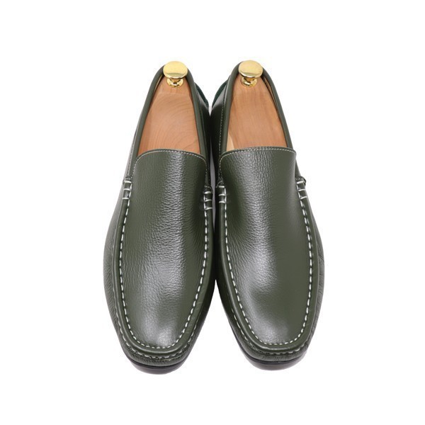 27.5cm мужской натуральная кожа обувь для вождения туфли без застежки Loafer телячья кожа ma Kei производства закон ручная работа зеленый 820