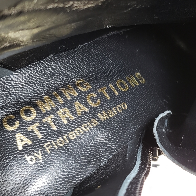 カミングアトラクションズ スエードレザー ショートブーツ スクエアトゥ 37 スペイン製 ブラック COMING ATTRACTIONS_画像6
