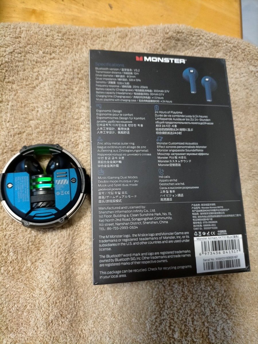 MONSTER XKT10 BLUE Bluetooth ワイヤレス イヤホン 