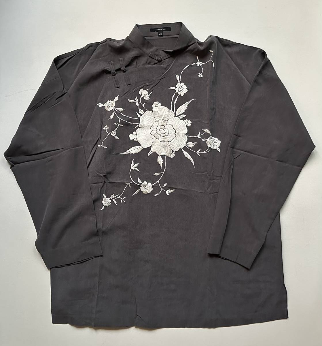 HOMME DE NUIT トキオ クマガイ 90SS シルク製花刺繍シノワズリシャツ46美品_画像1