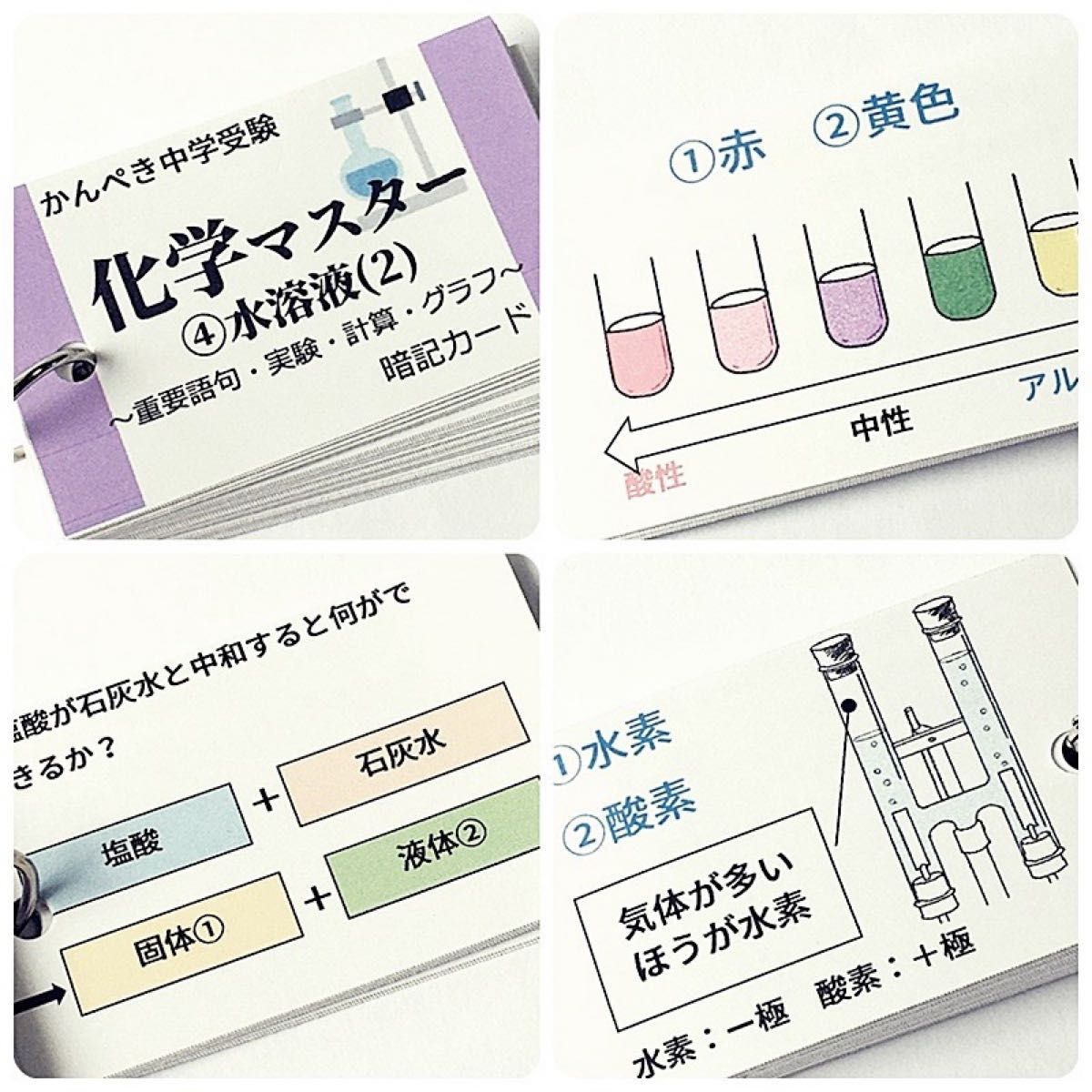 【070】中学受験理科　化学マスター①～④　中学入試　問題集　参考書