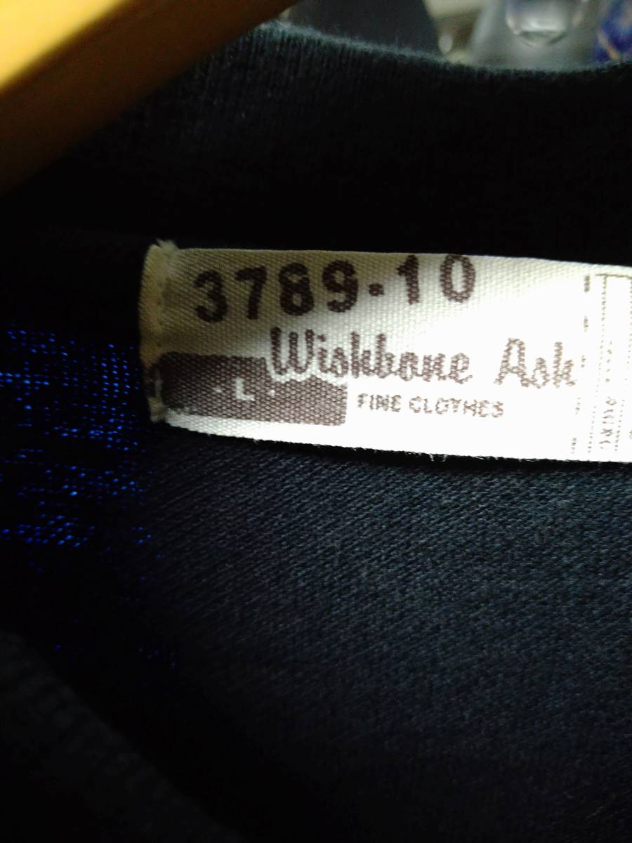 HPS３０半袖ポロシャツペイントドクロ入り　Wishbone Ash　L　黒色系 　綿　中国製　中古１枚_画像4