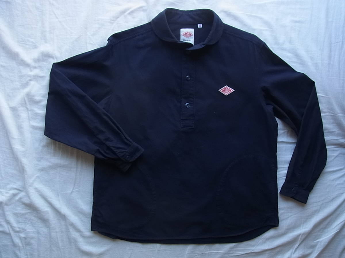 DANTON ダントン　コットンネル素材　ラウンドカラー　ワークシャツ　サイズ 40 　日本製　ネイビー