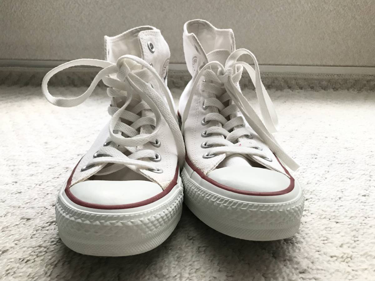 【難あり】CONVERSE ALLSTAR HI（コンバース オールスターハイ）　(M7650)　　白×赤紺ライン　25㎝　US6.5　　ok2310D_画像1