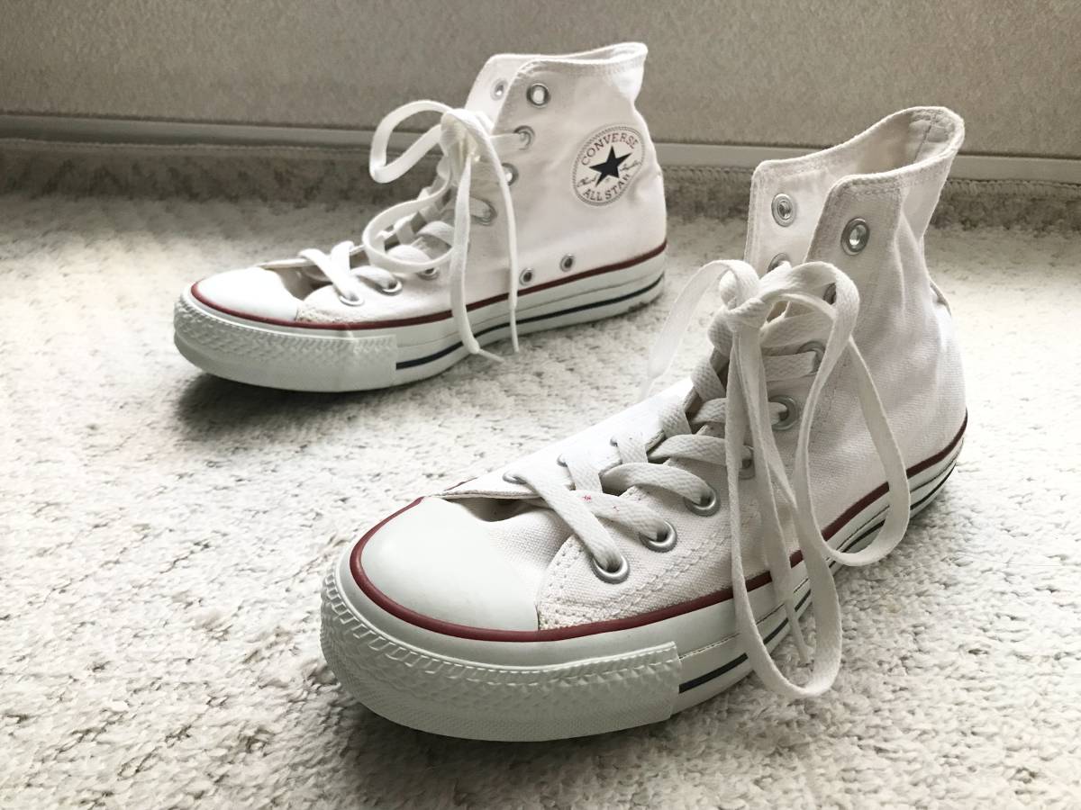 【難あり】CONVERSE ALLSTAR HI（コンバース オールスターハイ）　(M7650)　　白×赤紺ライン　25㎝　US6.5　　ok2310D_画像2