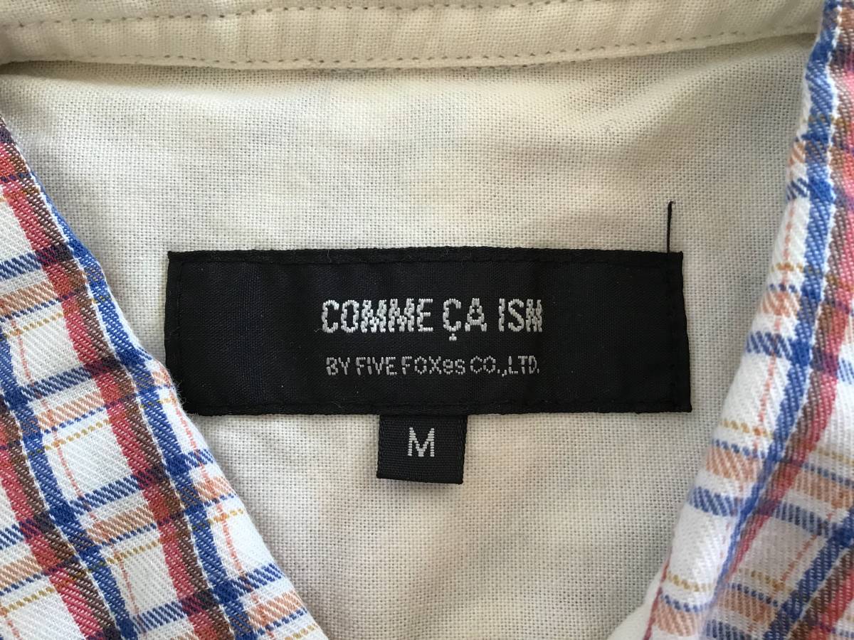 美品　COMME CA ISM メンズ　チェックシャツ　白×赤×青　M