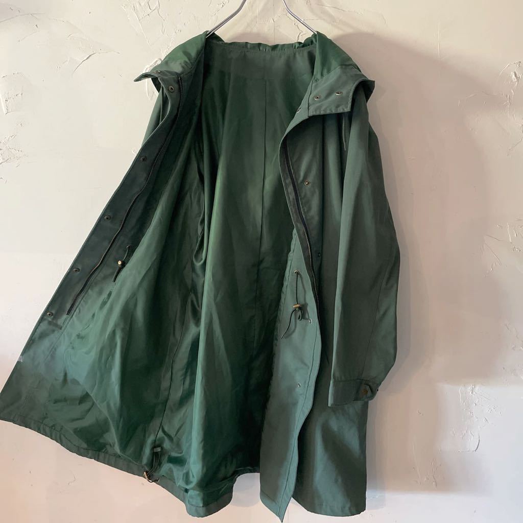  длинный длина f-teto пальто Mod's Coat 3 хлопок 35% поли 65% сауэр зеленый капот талия кромка draw код женский б/у одежда 