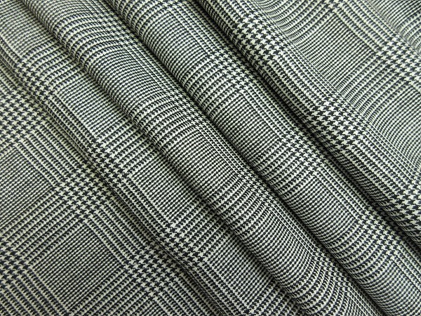 ウール100 グレンチェック スーツ スカート 薄地 巾152cm 長4m グレー系[f704]_画像1
