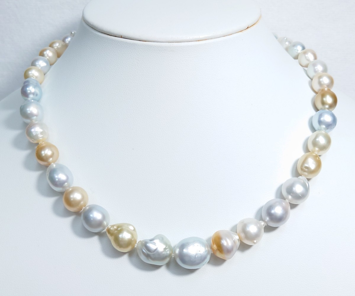 【GINGER掲載商品】 マルチバロック！ ネックレス（LA-6459 12.0-9.0㎜ 白蝶真珠 白蝶（しろちょう）真珠