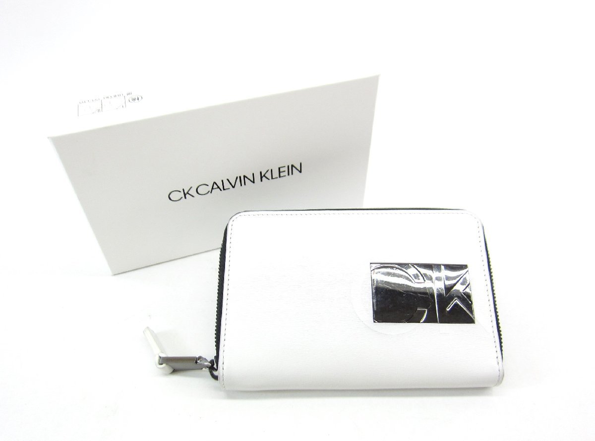 Calvin Klein カルバンクライン 837604 ラウンドファスナー ウォレット メンズ ホワイト 財布 ∠UA10360
