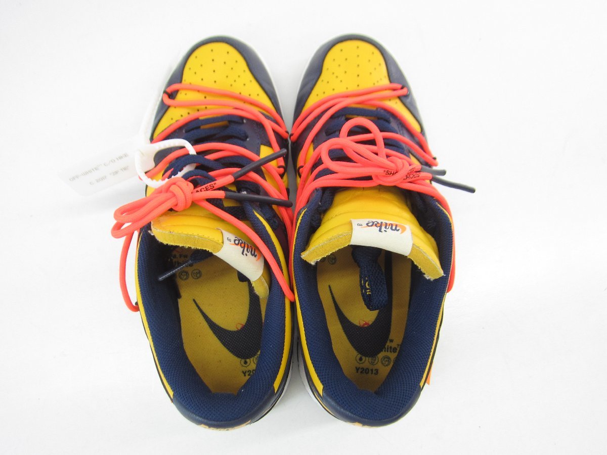 NIKE × OFF-WHITE DUNK LOW ナイキ ダンクロウ UNIVERSITY GOLD MIDNIGHT NAVY WHITE 26.5cm スニーカー 靴 ◎UT10410_画像6