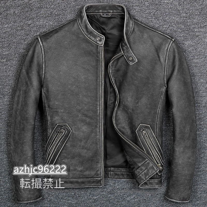 【高品質】 ヴィンテージ レザージャケット 牛革 ライダースジャケット Ｍ～4XL サイズ選択可 ブラウン バイクジャケット本革_画像1