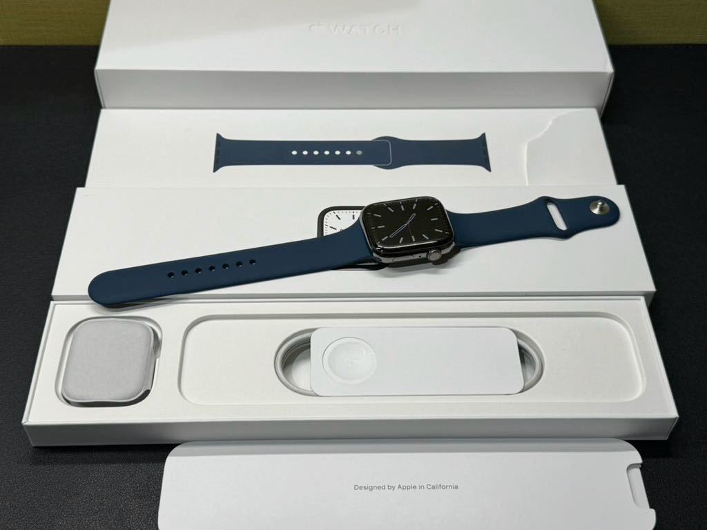 即決 美品 Apple Watch series7 45mm グラファイトステンレス アップル 