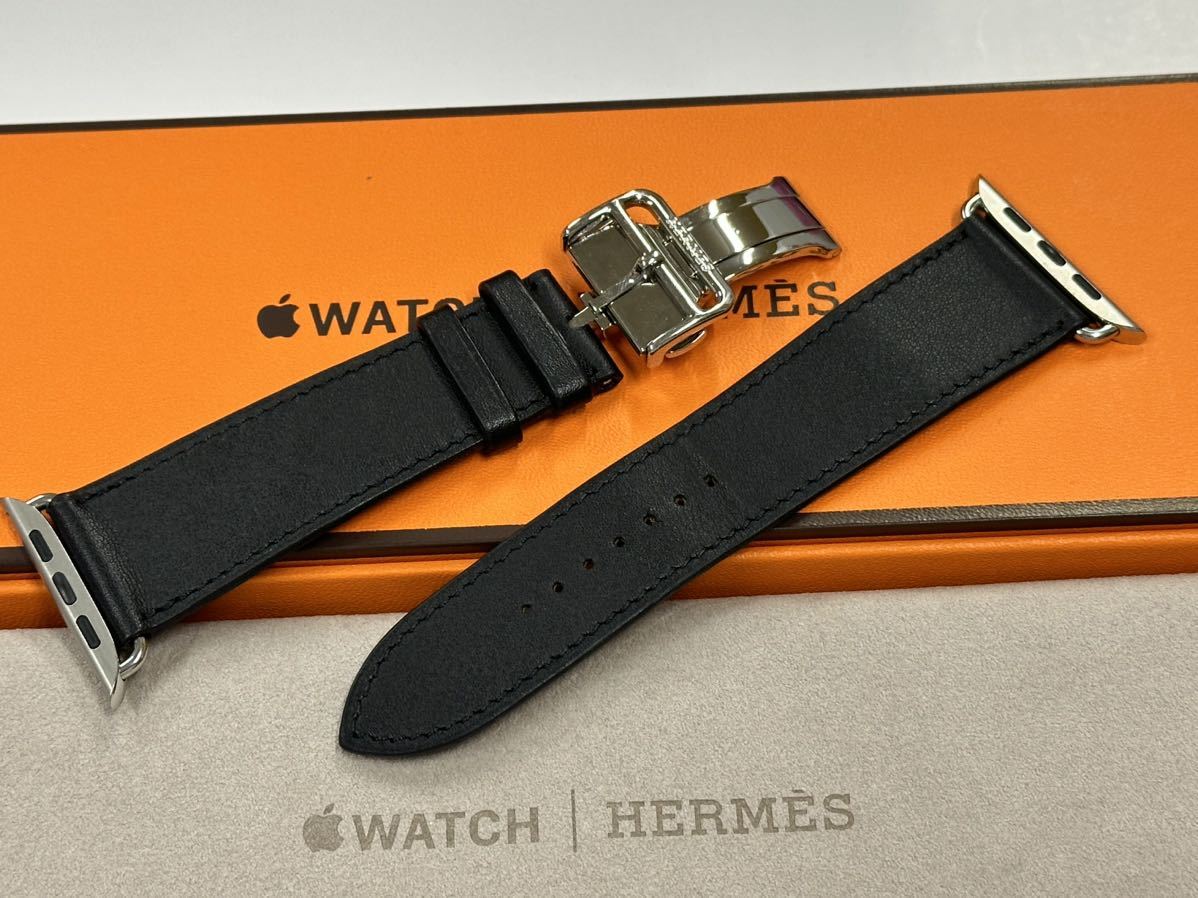 ☆即決 Apple Watch HERMES Series7 45mm 44mm 黒 ディプロイアントバックル エルメス アップルウォッチ Dバックル  ブラック 026