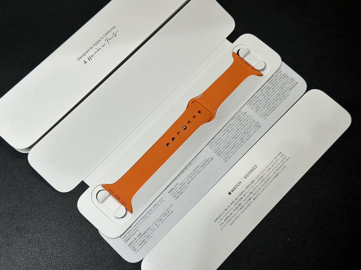 ☆即決未使用 Apple Watch HERMES 限定 オレンジ スポーツバンド 45mm 44mm 純正 アップルウォッチ エルメス 正規品 ラバーバンド 034