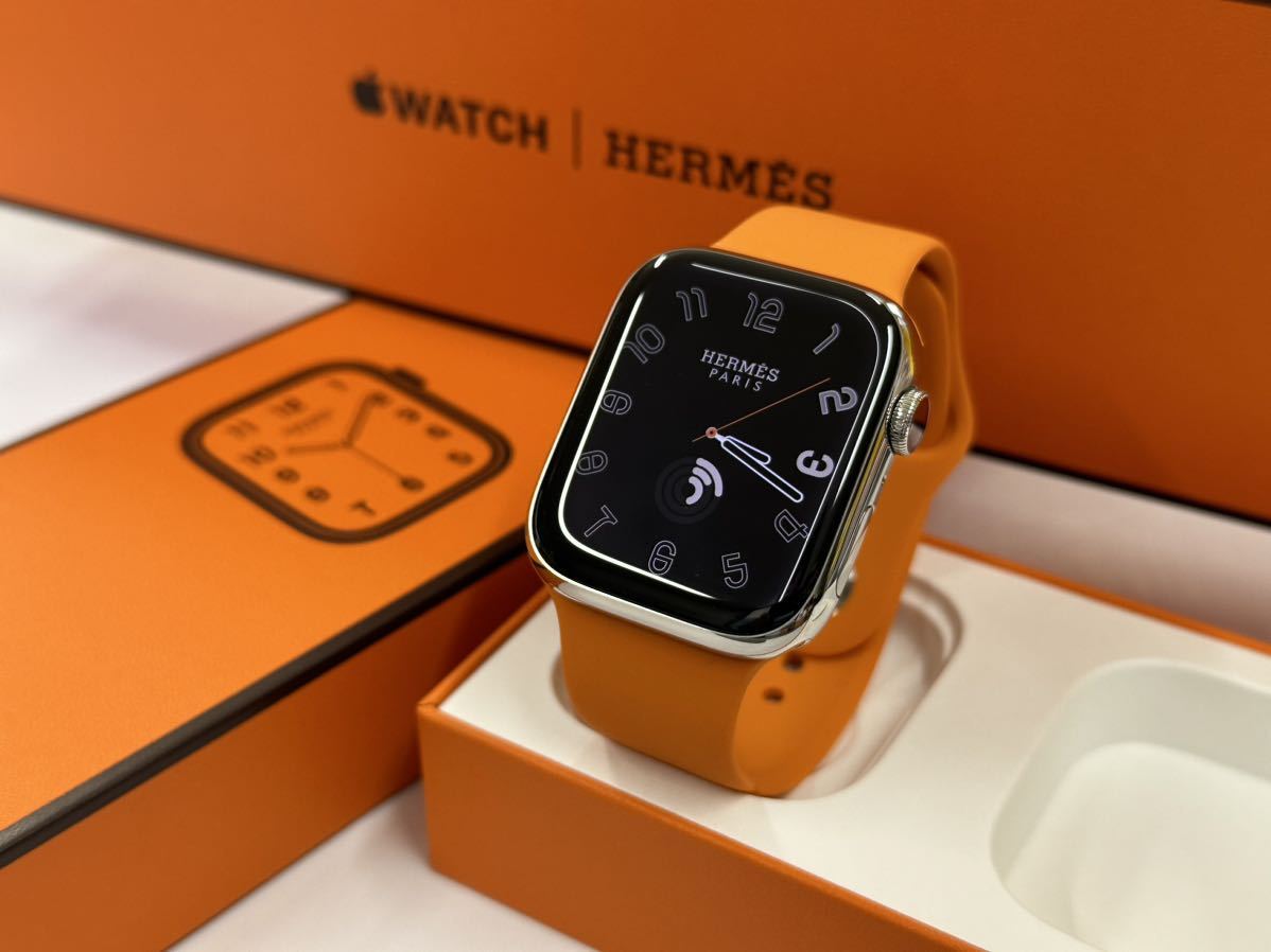 ☆即決 美品 バッテリー100% Apple Watch series7 HERMES 45mm アップルウォッチ エルメス GPS+Cellular  シルバーステンレス シリーズ7 032