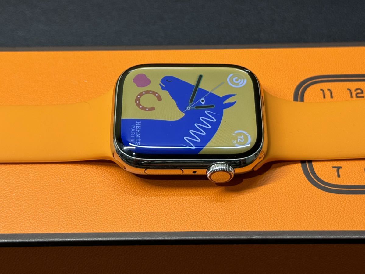 ☆即決 美品 Apple Watch series7 HERMES 45mm アップルウォッチ エルメス GPS+Cellular シルバーステンレス  シリーズ7 095