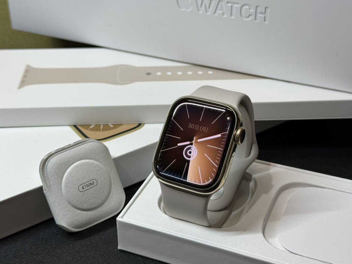 即決 Series8 Apple Watch 41mm ゴールドステンレス アップルウォッチ