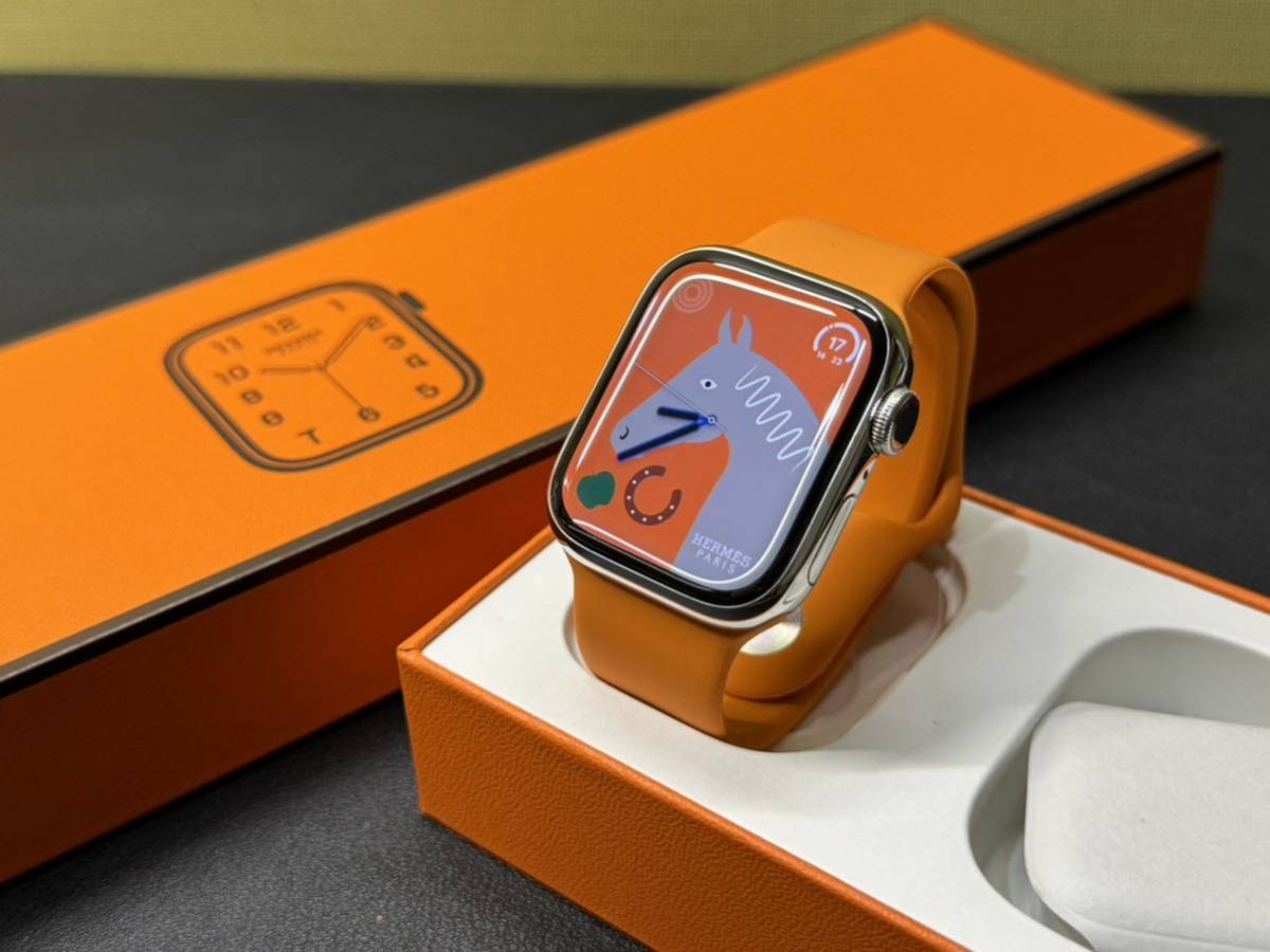 ★即決 美品 バッテリー100% Apple Watch series8 HERMES 41mm アップルウォッチ エルメス GPS+Cellular  シルバーステンレス シリーズ8 126