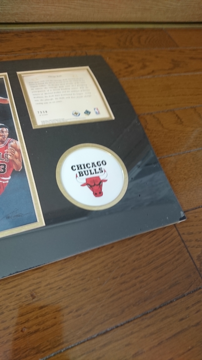 貴重当時物世界15000枚限定KRSI UPPER DECKシリアルナンバー入り NBA CHICAGO BULLS1995-96年シーズン記念イラストボードバスケットボール_画像5