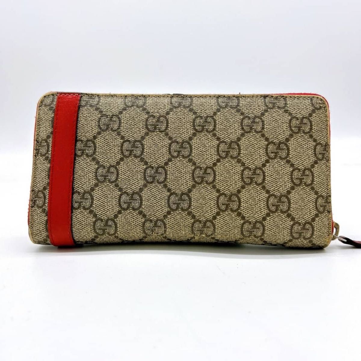 グッチ【美品】GUCCI 長財布 ラウンドファスナー ニース GGスプリーム ベルト