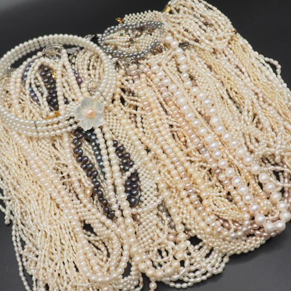 (5PN1003) 1円 パール ネックレス ブレスレット あこや真珠 淡水 本真珠 SILVER 等 50本以上 大量セット まとめて
