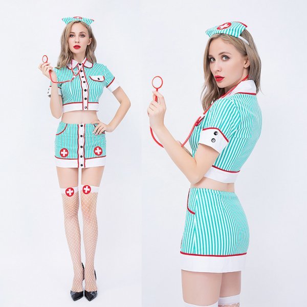  outlet green sexy nurse cosplay Halloween costume . person zombi beautiful costume fancy dress .. vessel Halloween pretty beautiful sexy 