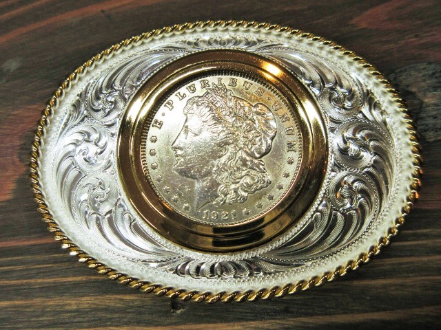  unused montana silver Smith Morgan silver coin entering Trophy buckle America made ( Western american MORGAN