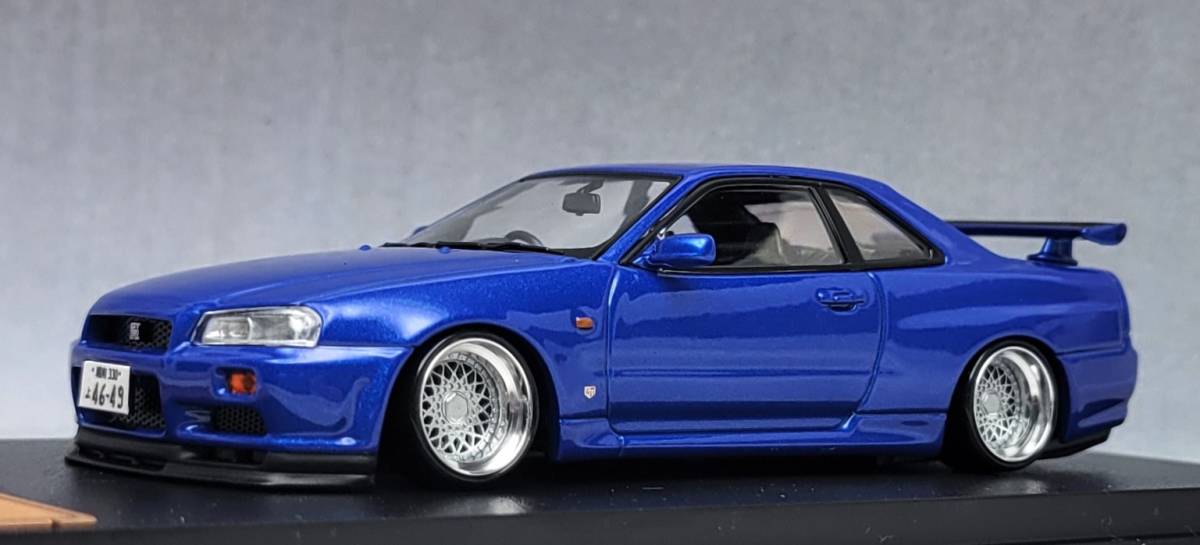 1/43 日産　スカイライン改　GT-R　R34　インチアップ　BBS RS　ホイール アルミ製 深リム 街道レーサー グラチャン　国産名車プレミアム_画像6