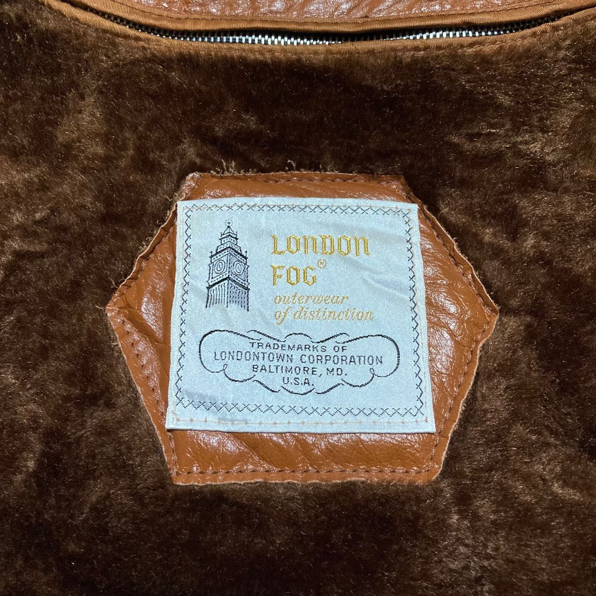 70s USA製 LONDON FOG シングルライダース レザー 白金タグ 茶