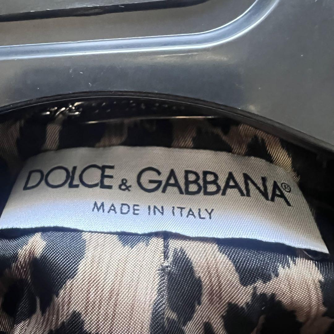 【良品】DOLCE&GABBANA ロングコート ブラック レオパード 40 ドルチェアンドガッバーナ L 黒 ヒョウ柄_画像8