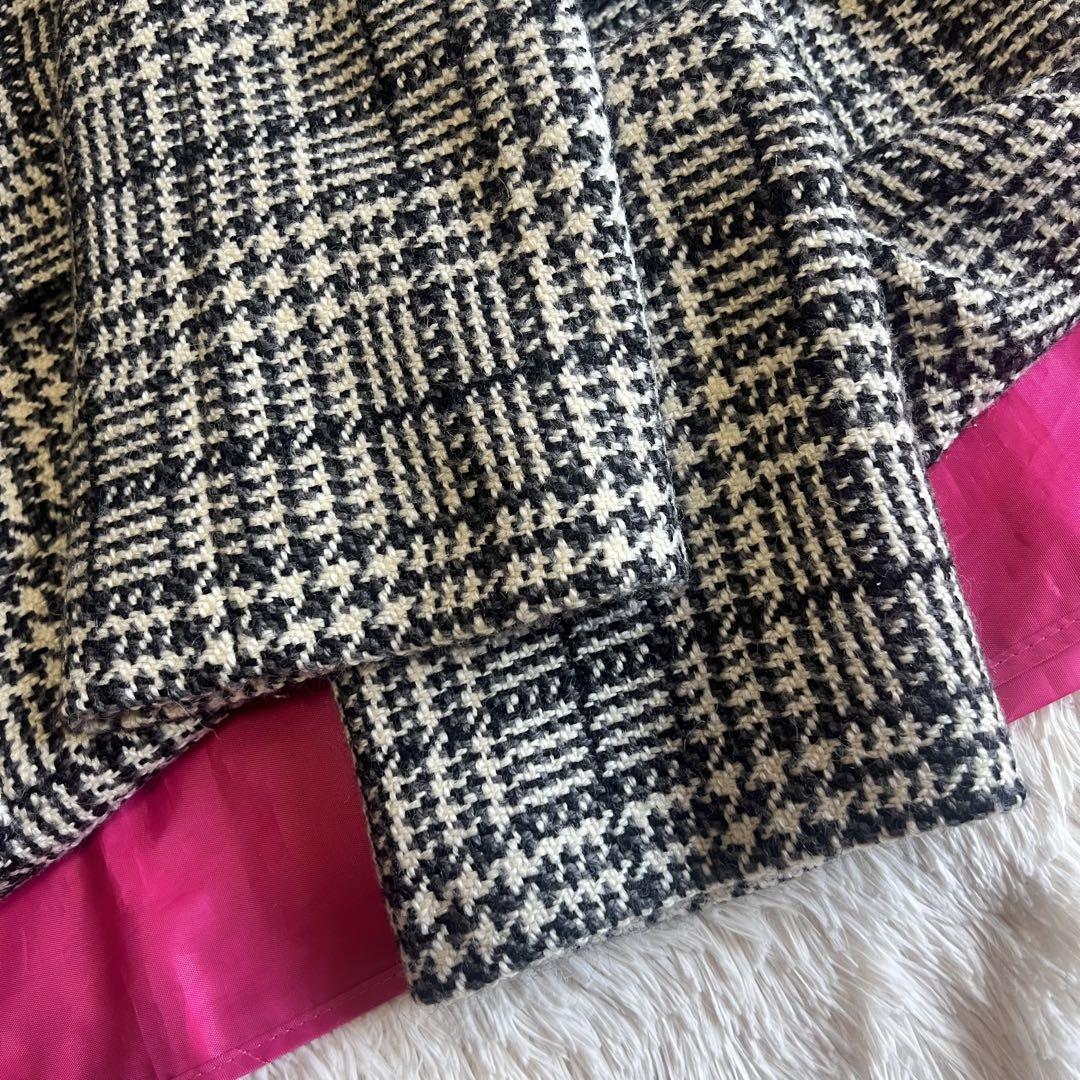 美品】DOLCE&GABBANA 総柄ロングコート チェック グレー 36 ドルチェ