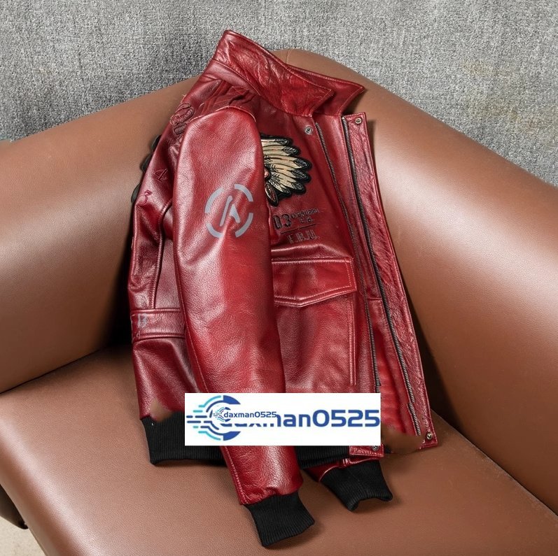 メンズ 革ジャン 最上級 牛革 本革 フライトジャケット レザージャケット バイクウエア ライダース ブルゾン オイルレザー S~5XL_画像2