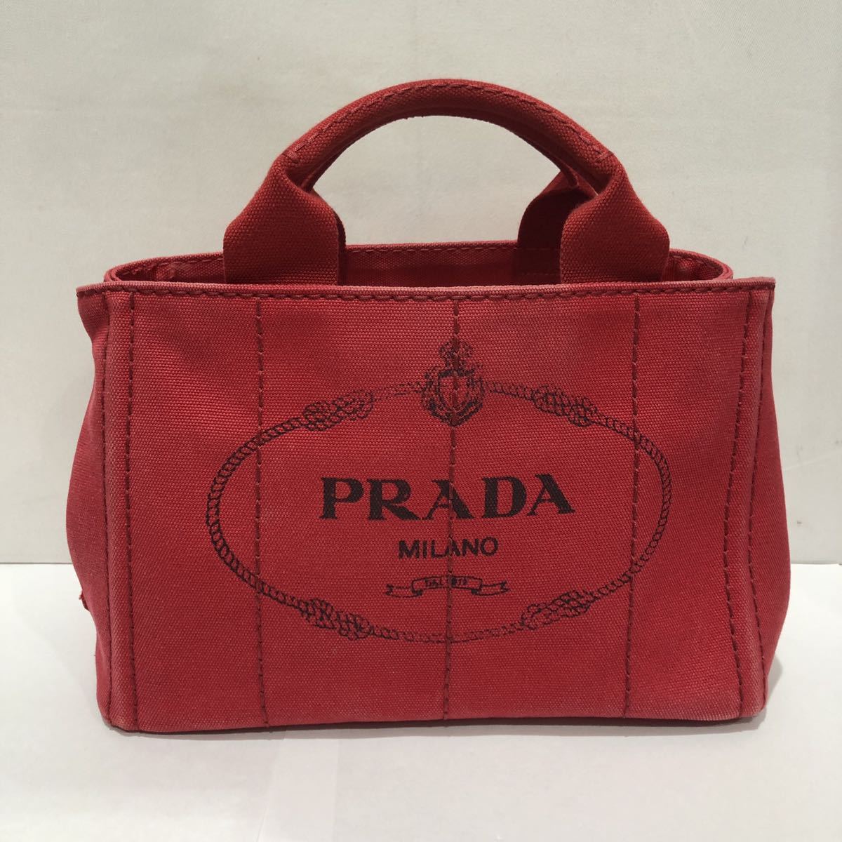 【PRADA】プラダ CANAPA カナパ 1BG439 トートバッグ ショルダーバッグ 2way キャンバス レッド ts202309_画像1