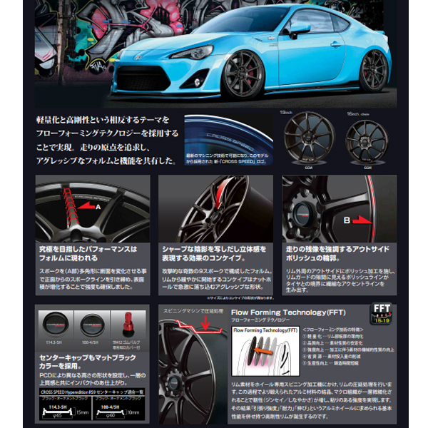 新品 スカイラインGT-R R33 R34 265/35R18 BS S007A クロススピード RS9 18インチ 9.5J +35 5/114.3 サマータイヤ ホイール 4本SET_画像4