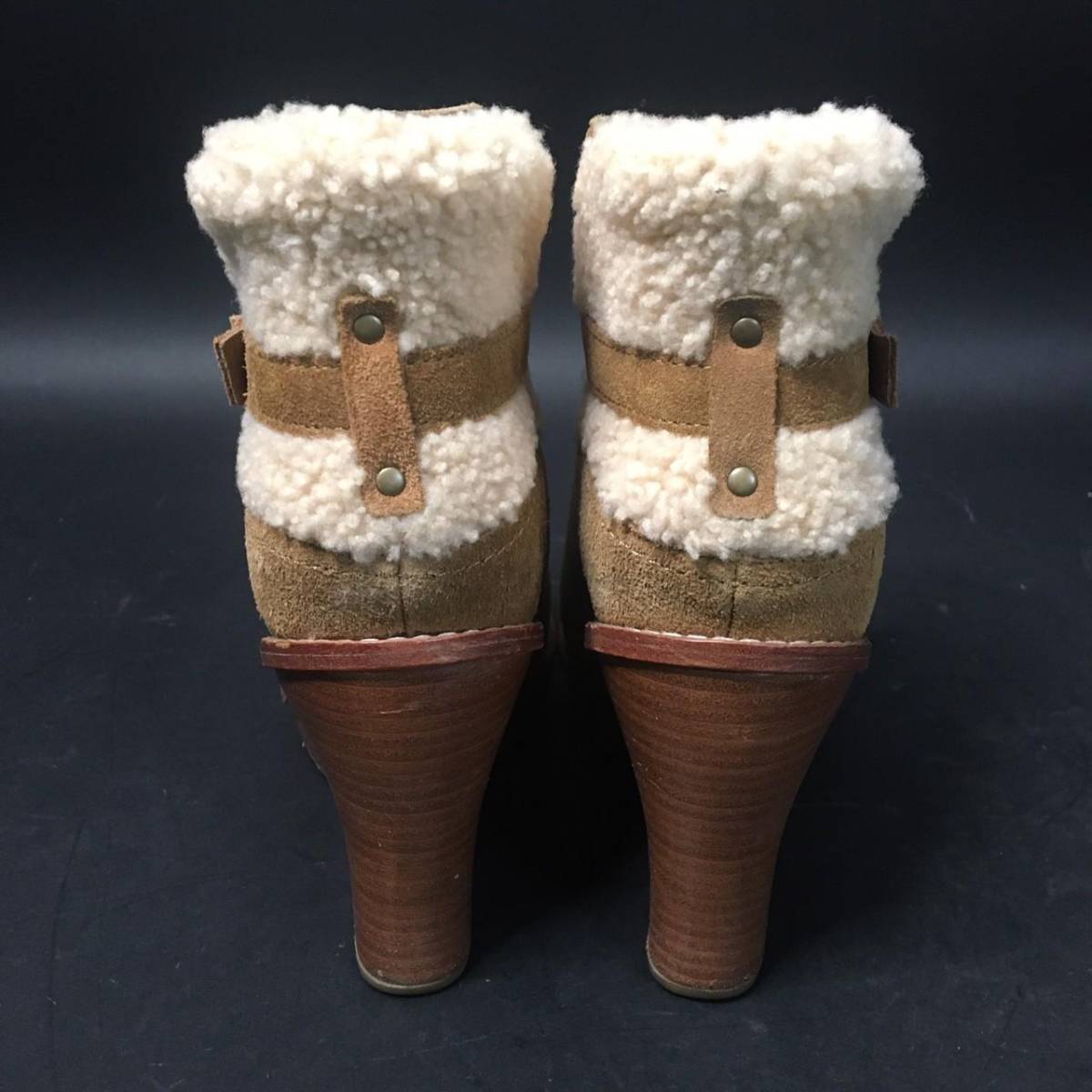 FG0807-5-3 UGG アグ ムートンブーツ 25cm キャメル ウェッジソール レディース 靴 シューズ 100サイズ_画像6