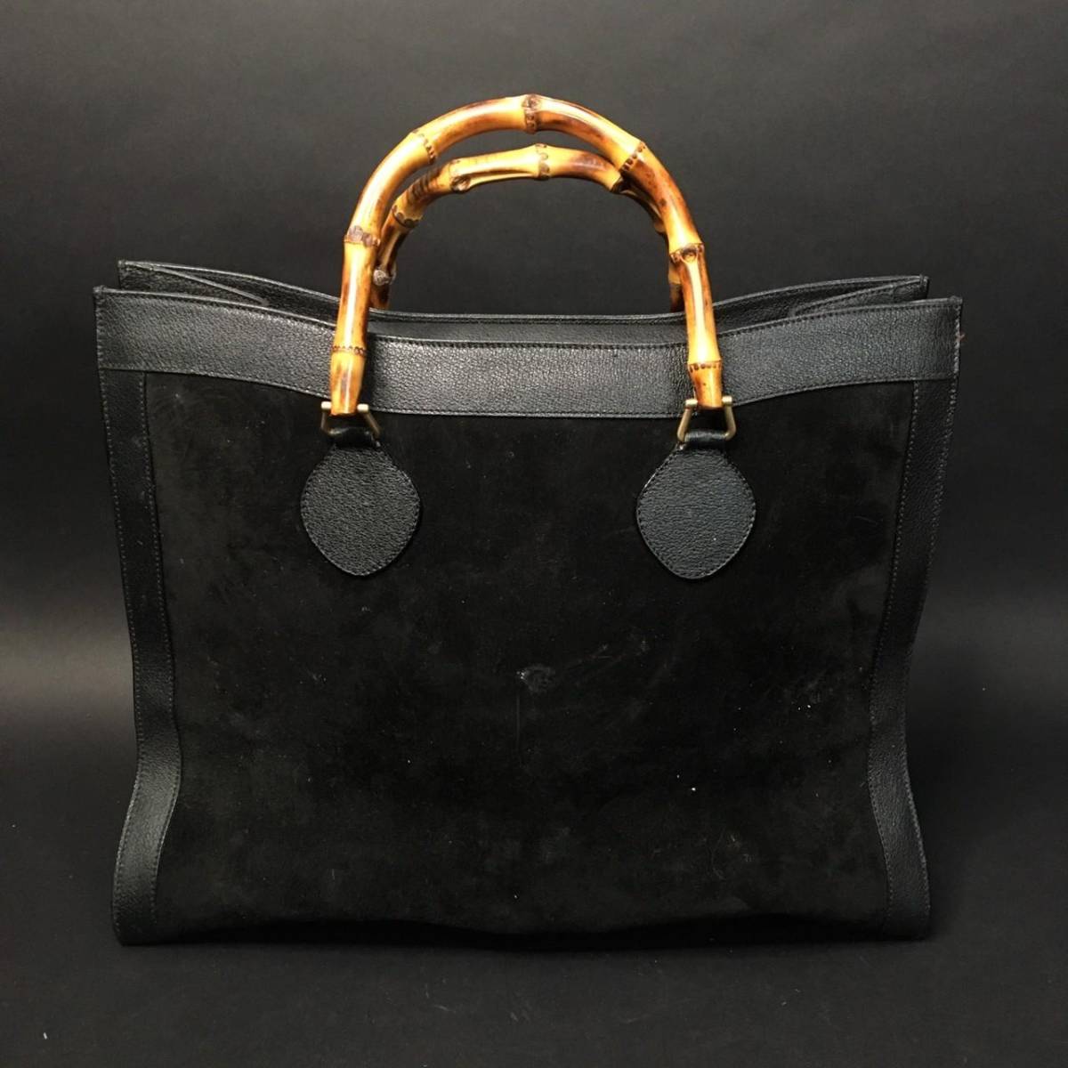 FG0720-18-3 グッチ GUCCI バンブー トートバッグ ハンドバッグ スエード ブラック 0021186 025 36cm×43.5cm×13cm 100サイズ_画像4